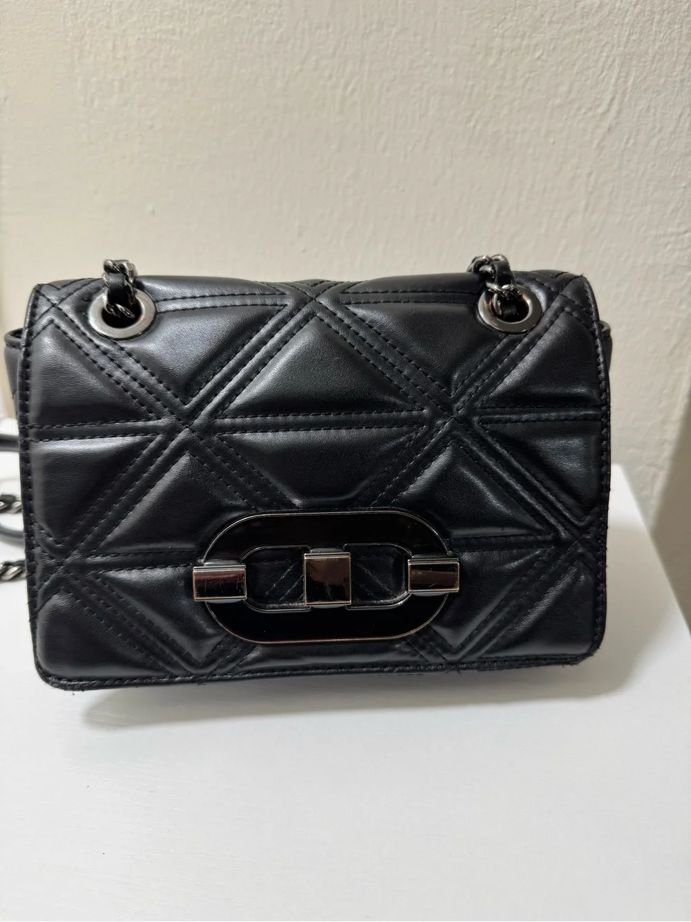 Aldo Black Quilted Crossbody with Chain Strap
